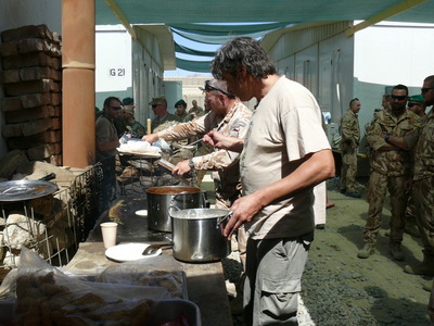 Chef Babica prepares OMeLeTy for OMLT soldiers in Wardak (Omelety in Czech means Omelets in English)