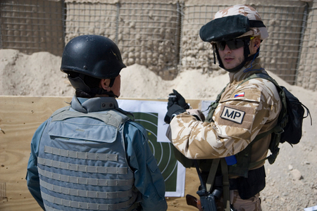 Afghan policeman at the life shooting range