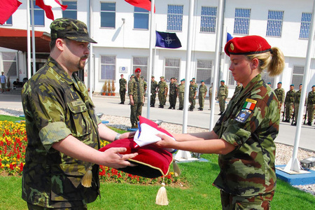Czech flag received from Major Jiri Hanke, commander of Czech assignement