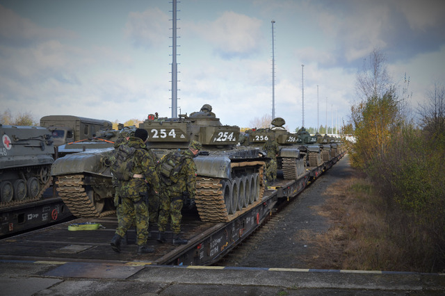 Cargo arriving by rail at Hradiste Military Training Area