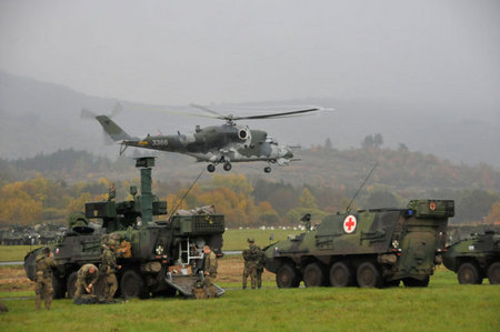 Soldiers and equipment before display for VIP guests - 17 October 2013