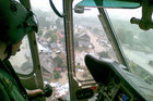 W-3A pilot prioritises for rescue from a flooded town (Floods 2010)