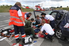 Military W-3A ready to pick up the injured after a car accident (July 2012)