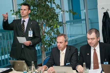 (From the left) Representatives of the Joint Forces Command at the Gripen User's Group Conference - MAJ Petr Michenka and COL Petr Hromek