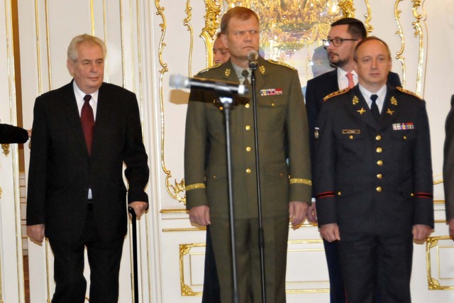 Czech President Milos Zeman, Chief of the General Staff General Josef Becvar and Chief of the Prague Castle Military Office Major General Jan Kase