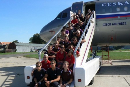 Family photo at Airbus A-319 CJ
