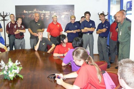 Lieutenant Colonel P. Kratochvil (right) answers students´ questions
