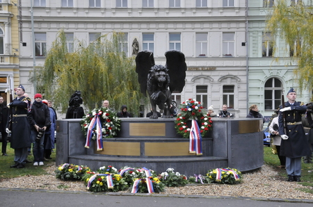 Winged Lion Memorial in Prague depicting the names of 2,507 heroes - Czechoslovak members of the RAF