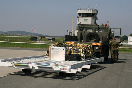 Before loading the luggage into CASA C-295M transport aircraft
