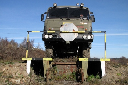 Tatra truck enters the ramp