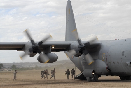 C-130 Hercules takes a unit from an airstrip