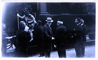 The photo showing President T. G. Masaryk begin greeted by President Milos Zeman’s grandfather at the Usti nad Orlici railway station