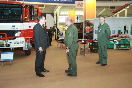 First Deputy Minister of Defence Jiri Sedivy visits fire-fighters/rescue service at the exhibition