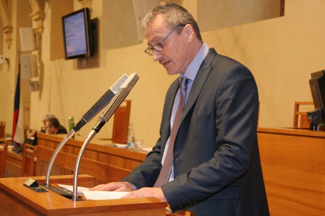 Minister of Defence Martin Stropnicky at the Czech Senate during the debate on defence laws