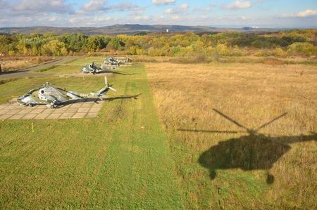 Mil MI-24 and Mil MI-17 take off to aeromobile operation