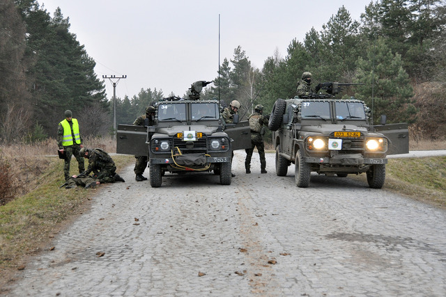 Road mine accident, injuries, immobile vehicle, gunfire from insurgents...