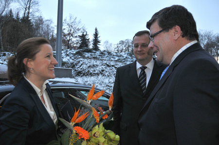 Karolina Peake, Prime Minister Petr Necas and Alexandr Vondra on 12 December 2012