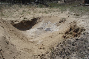 Detail of cleared terrain by Bozena 5 after explosion of an anti-tank mine